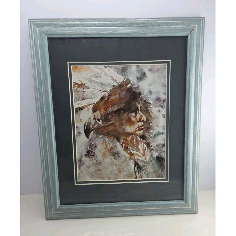 Jan Taylor 8x10 Matted & Framed Watercolor Reprint 'Vision Of The Sacred Eagle"